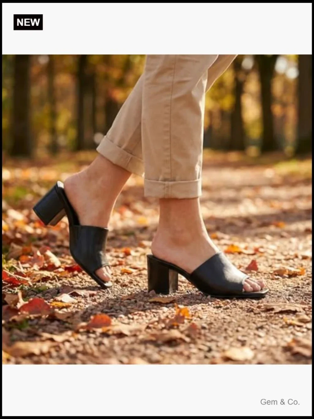 Heeled Mules Chunky Block Low Heel Square Open Toe Slides Sandals